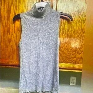 Gray Sleeveless Turtleneck Top